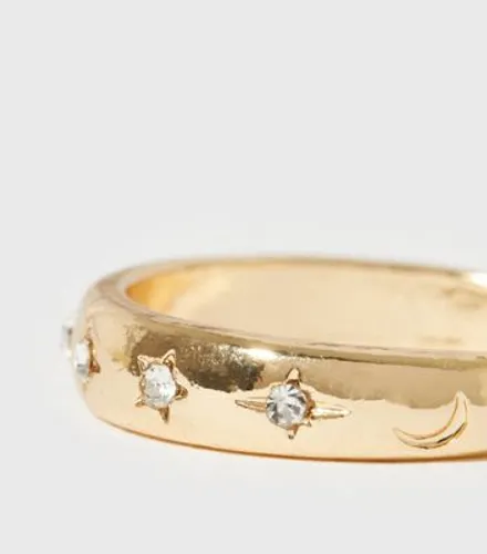 Gold Star Diamanté Ring New Look
