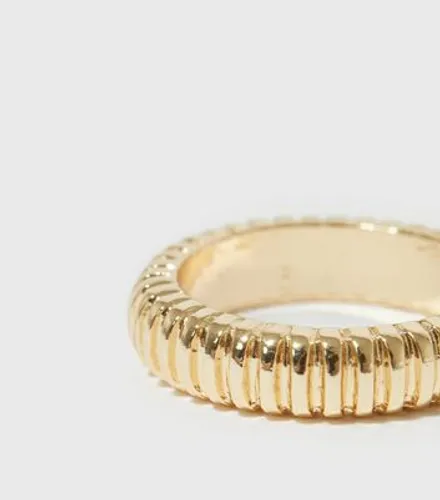 Gold Textured Ring New Look