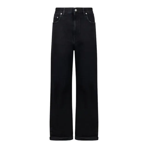 Golden Goose , Black Wide Leg Jeans with Double Gold Star ,Black female, Sizes: