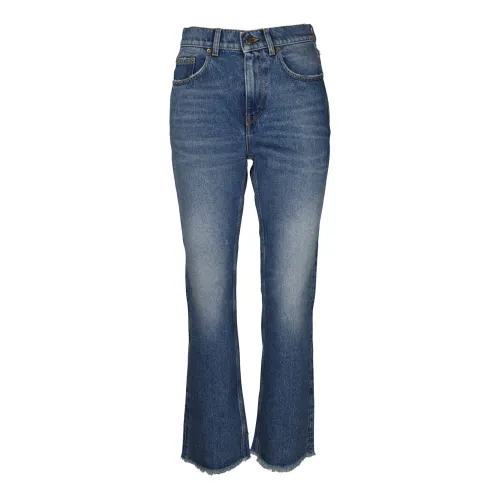 Golden Goose , Blue Cropped Flare Jeans with Fringe Finish ,Blue female, Sizes: