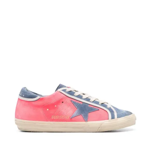 Golden Goose , Coral Blue Suede Super Star Sneakers ,Pink female, Sizes: