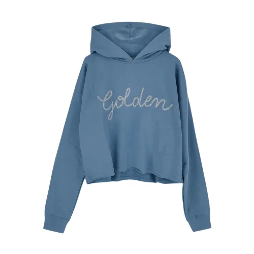 Golden Goose , Cotton Sweatshirt in Golden Goose Style ,Blue female, Sizes: