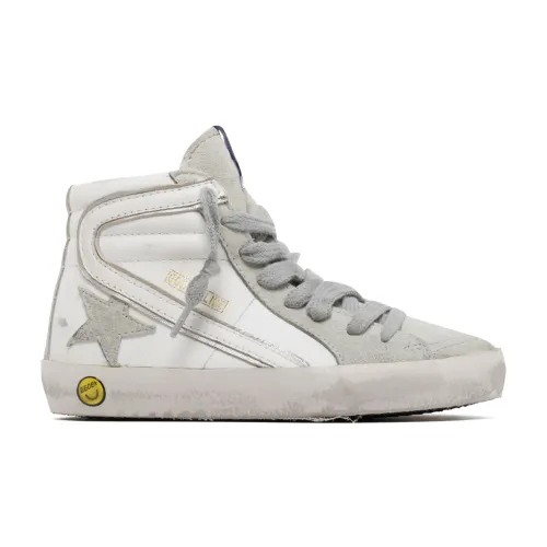 Golden Goose , Kids White and Ice Blue Low Top Sneakers ,White unisex, Sizes:
