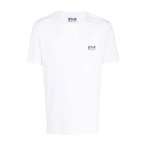 Golden Goose , Logo-Print Cotton T-Shirt ,White male, Sizes: