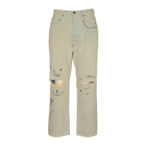 Golden Goose , Loose Skate Bleached Washed Denim Trousers ,Blue male, Sizes: