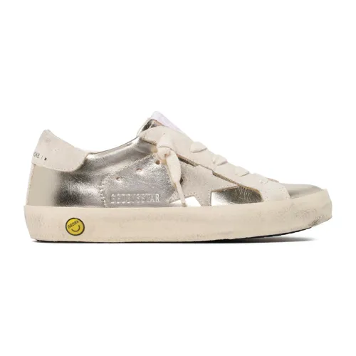 Golden Goose , Platinum and Beige Super Star Sneakers ,Beige male, Sizes: