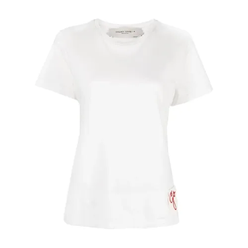 Golden Goose , Vintage White Distressed Slim T-Shirt ,White female, Sizes: