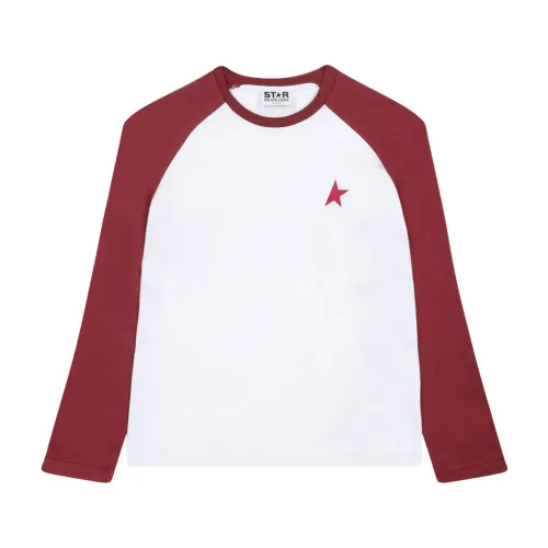 Golden Goose , White and Red Star Print T-Shirt ,White male, Sizes: