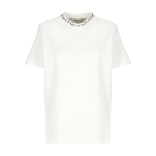 Golden Goose , White Crystal Detail Crew Neck T-shirt ,White female, Sizes:
