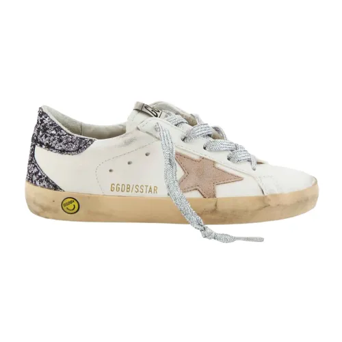 Golden Goose , White Flat Shoes with Glitter Star Detail ,White female, Sizes: