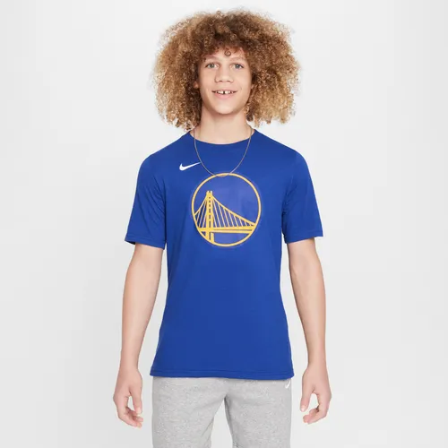 Golden State Warriors Essential Older Kids' (Boys') Nike NBA Logo T-Shirt - Blue - Cotton