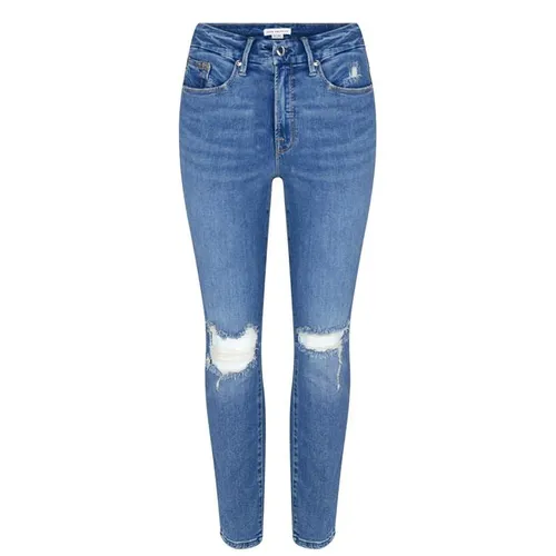 GOOD AMERICAN Cropped Ripped Jeans - Blue