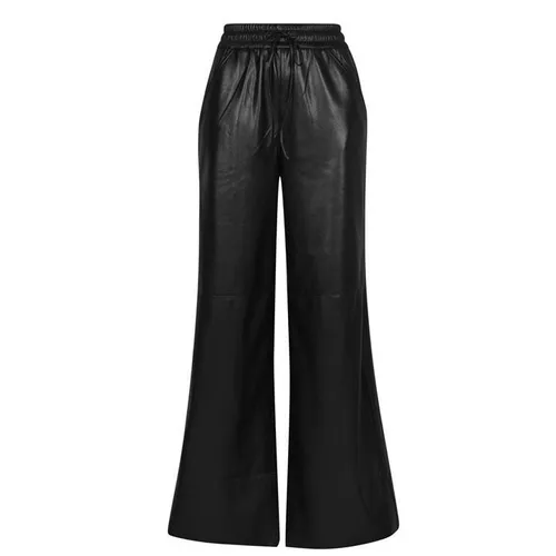 GOOD AMERICAN Faux Leather Wide Leg Trousers - Black