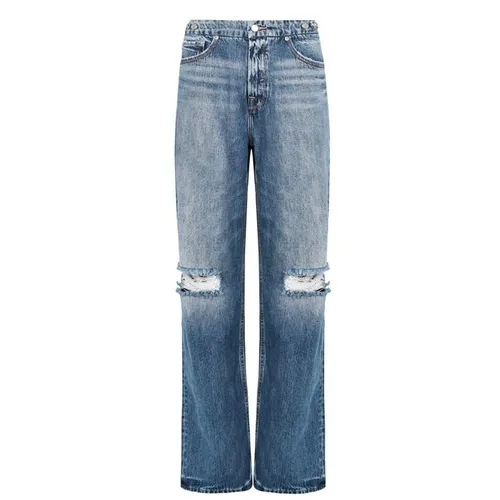 GOOD AMERICAN Good 90s Knee Ripped Jeans - Blue
