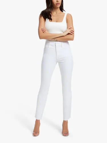 Good American Good Straight Cut Raw Jeans, White - White - Female