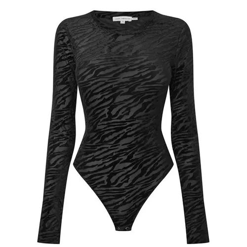 GOOD AMERICAN Mesh Print Bodysuit - Black