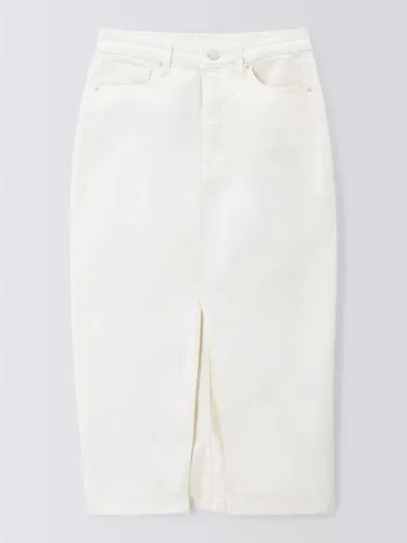 Good American Slit front Denim Midi Skirt, Cloud White - Cloud White - Female