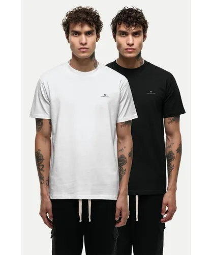 Good For Nothing Mens 2 Pack Cotton Blend Crew Neck Short Sleeve T Shirts - Black/White