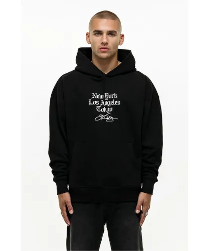 Good For Nothing Mens Black Cotton Blend City Graphic Print Hoodie