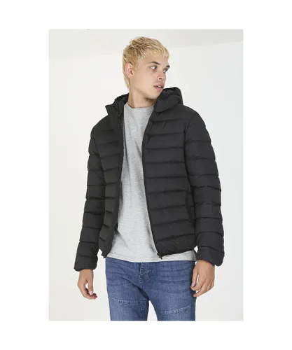 Good For Nothing Mens Black Hooded Padded Jacket