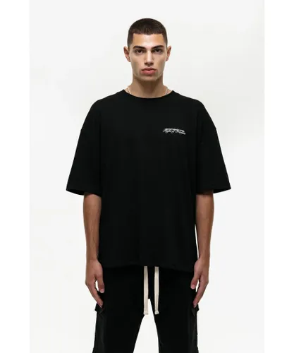 Good For Nothing Mens Black Oversized Cotton Printed Short Sleeve T-Shirt