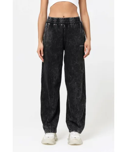 Good For Nothing Womens Black Cotton Acid Wash Relaxed Joggers