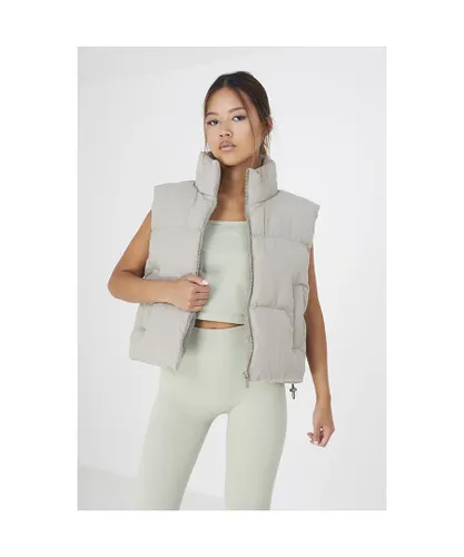 Good For Nothing Womens Green Cropped Padded Gilet