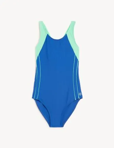 Goodmove Girls Sports Swimsuit (6-16 Yrs) - 12-13 - Cobalt, Cobalt,Black Mix