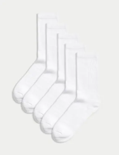 Goodmove Mens 5pk Cool & Fresh™ Cushioned Sports Socks - 6-8.5 - White, White,Black