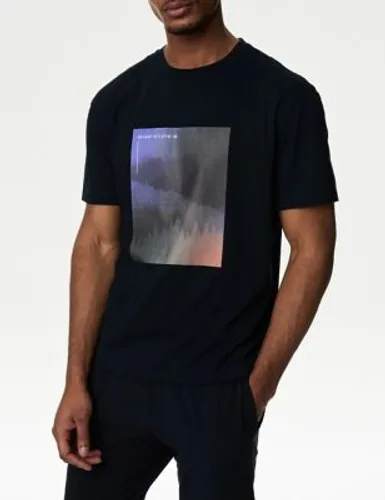 Goodmove Mens Cotton Blend Sports Graphic T-Shirt - MREG - Navy, Navy