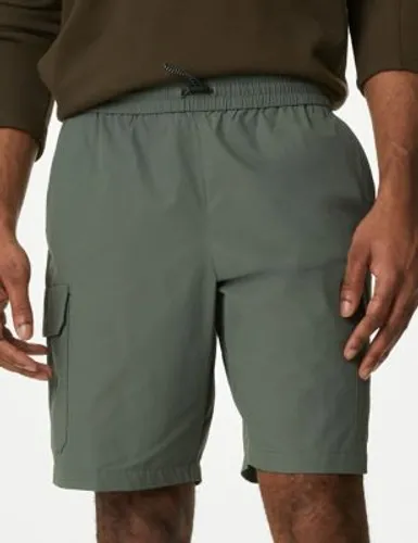 Goodmove Mens Elasticated Waist Stretch Cargo Shorts with Stormwear™ - Khaki, Khaki,Navy