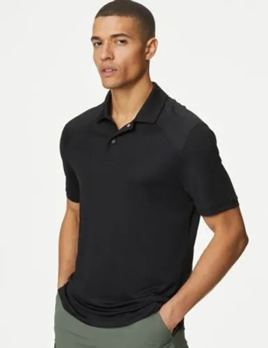 Goodmove Mens Trek Quick Dry Polo Shirt - MREG - Black, Black,Dark Orange,Khaki