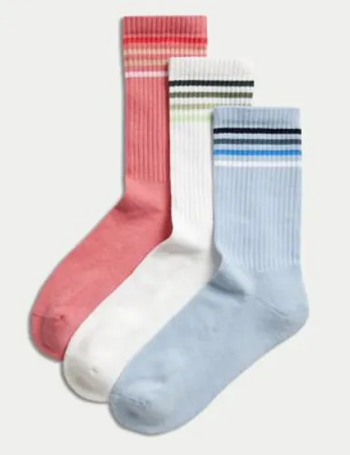 Goodmove Womens 3pk Cotton Blend Ankle High Socks - 6-8 - White Mix, White Mix,Black Mix