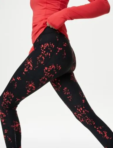 Goodmove Womens Go Train Printed High Waisted Gym Leggings - 8 - Red Mix, Red Mix