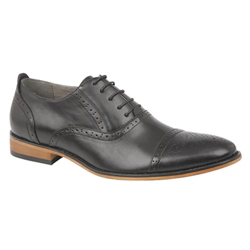 Goor Mens Capped Lace Oxford Brogue Shoes (9 UK) (Black)