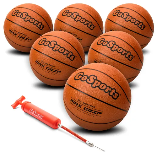 GoSports Indoor/Outdoor Rubber Basketballs - Six Pack of