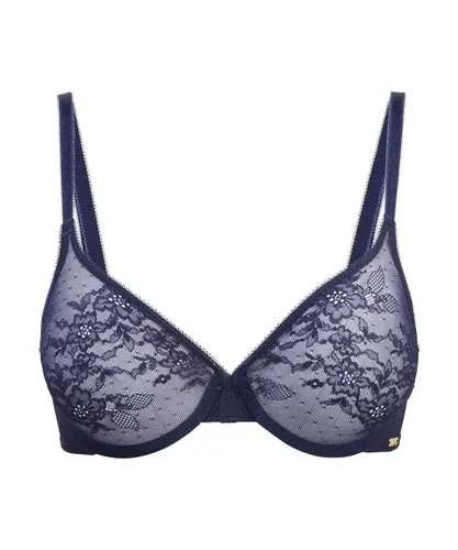 Gossard Womens Glossies Lace Moulded Bra - Eclipse - Navy/Blue Elastane
