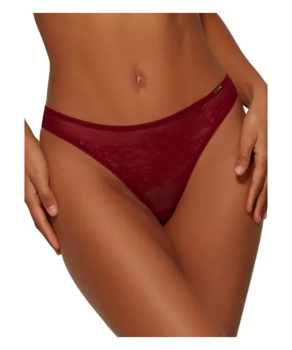 Gossard Womens Glossies Lace Thong - Red Cotton