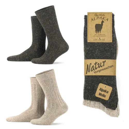 GoWith 1-2 Pairs Alpaca Wool Socks for Men and Women