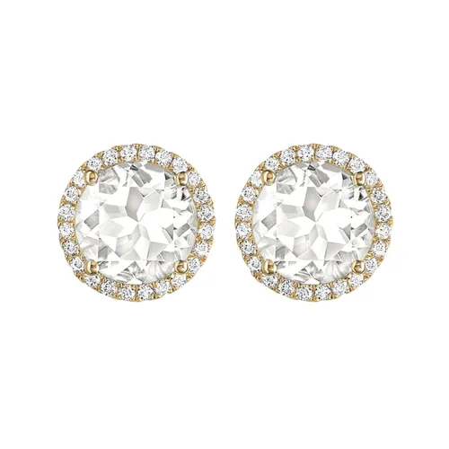 Grace 18ct Yellow Gold, White Topaz & 0.19cttw Diamond Earrings
