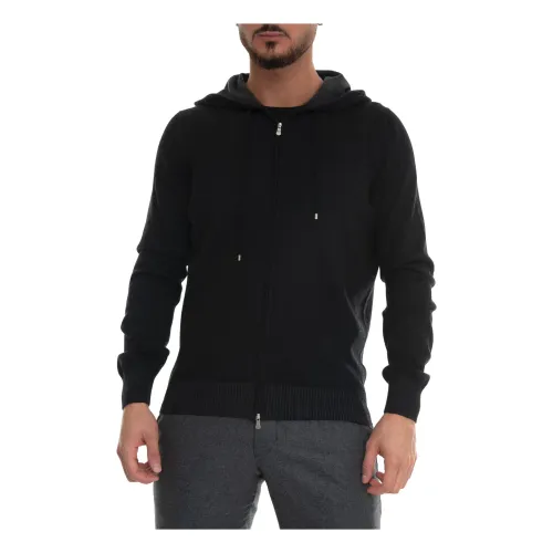 Gran Sasso , Cardigan with double slide fastener ,Black male, Sizes:
