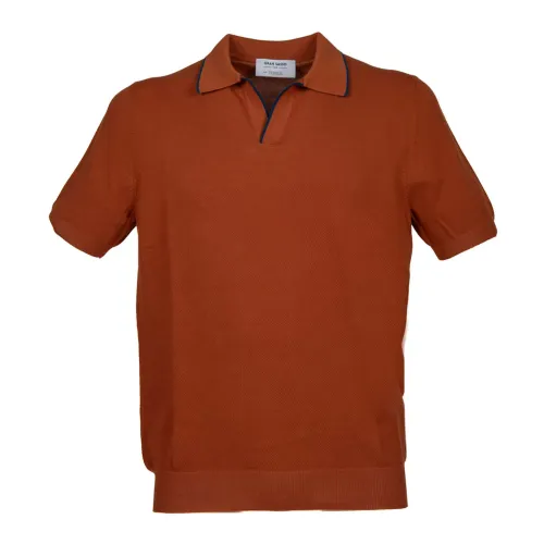 Gran Sasso , Rust Tennis Skipper Cotton Polo ,Brown male, Sizes: