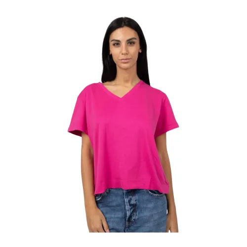 Gran Sasso , V-Neck T-Shirt ,Pink female, Sizes: