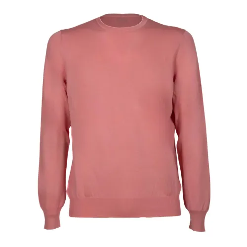 Gran Sasso , Vintage Pink Ribbed Cotton Sweater ,Pink male, Sizes:
