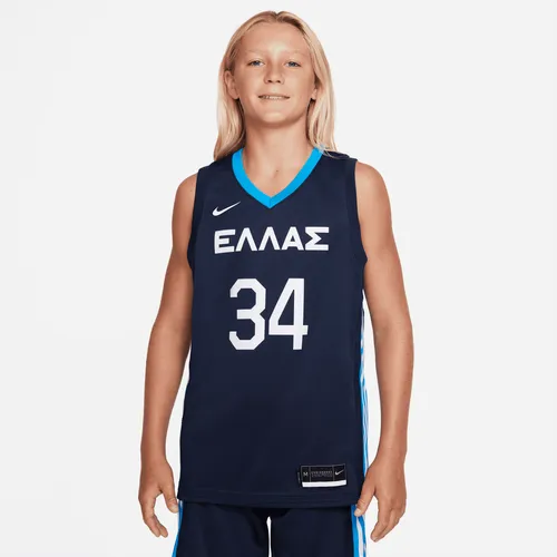 Greece (Road) Older Kids' Nike Basketball Jersey - Blue - Polyester