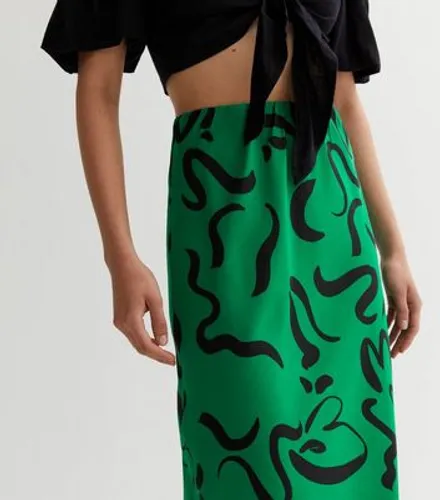 Green Abstract Print Bias Cut Midaxi Skirt New Look