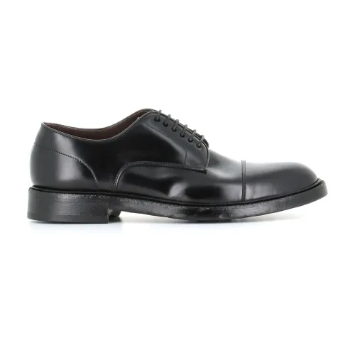 Green George , Black Brushed Leather Derby Shoes ,Black male, Sizes: