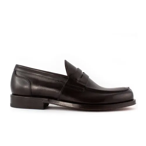 Green George , Dark Brown Leather Loafer with Mask ,Brown male, Sizes: