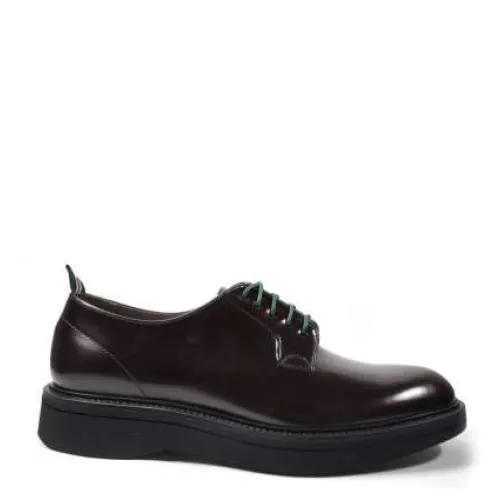 Green George , Italian Leather Derby Shoes for Men ,Brown male, Sizes: