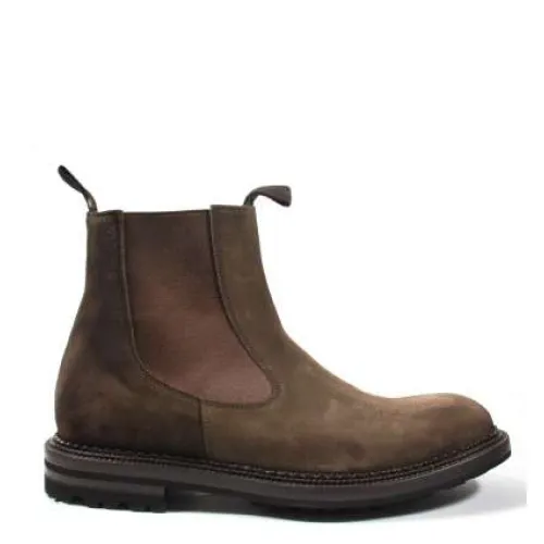 Green George , Suede Chelsea Boots in Dark Brown ,Brown male, Sizes: